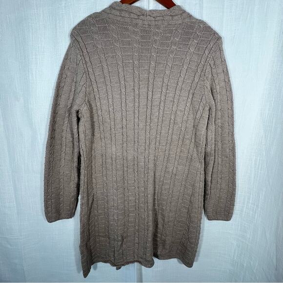 Leo & Nicole Tan Cable Knit Long Cardigan Size L - Picture 5 of 7